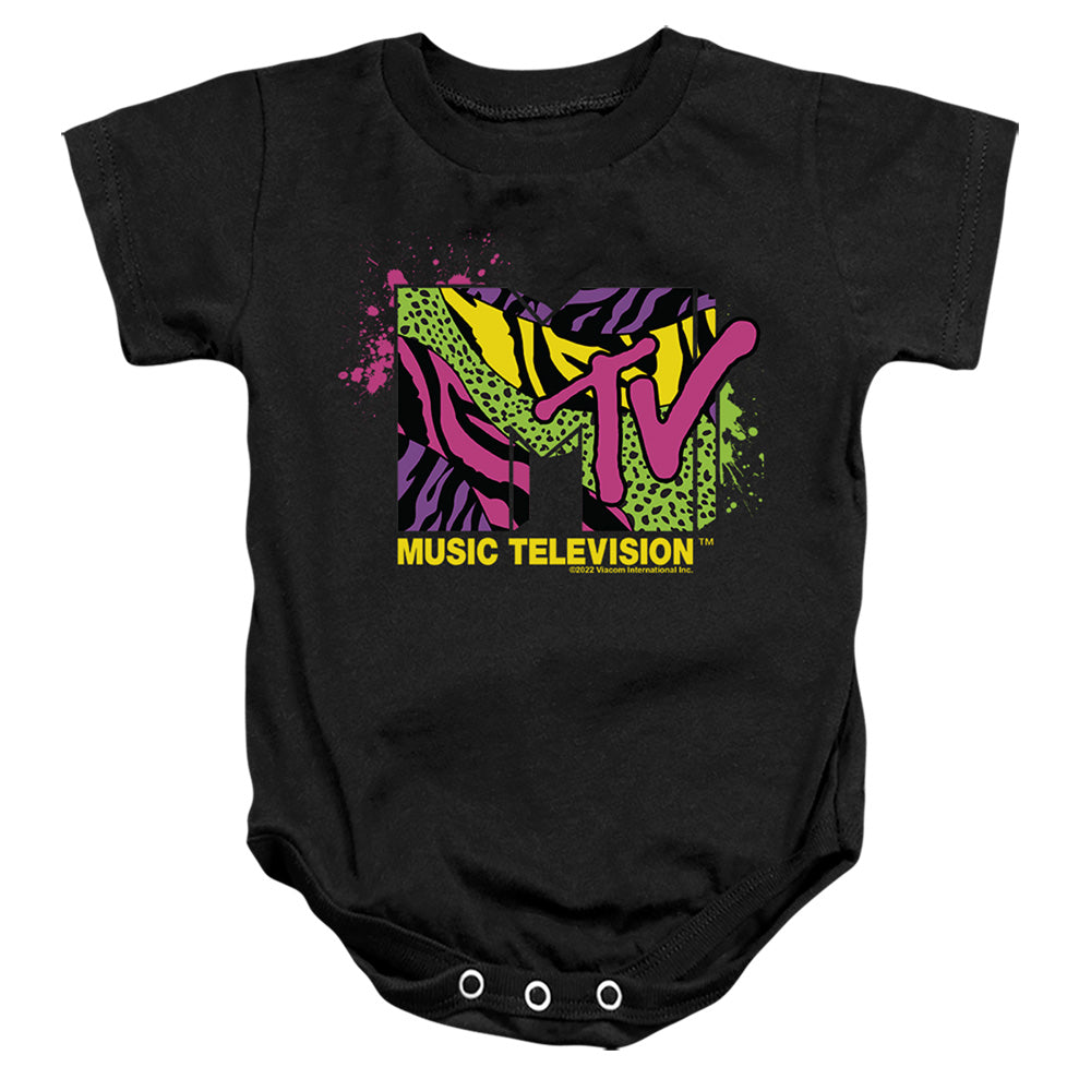 Mtv Animal Print Logo Infant Baby Snapsuit Black Officially Licensed