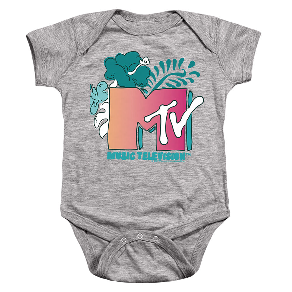 Mtv Tropical Flower Logo Infant Baby Snapsuit Athletic Heather Officially Licensed