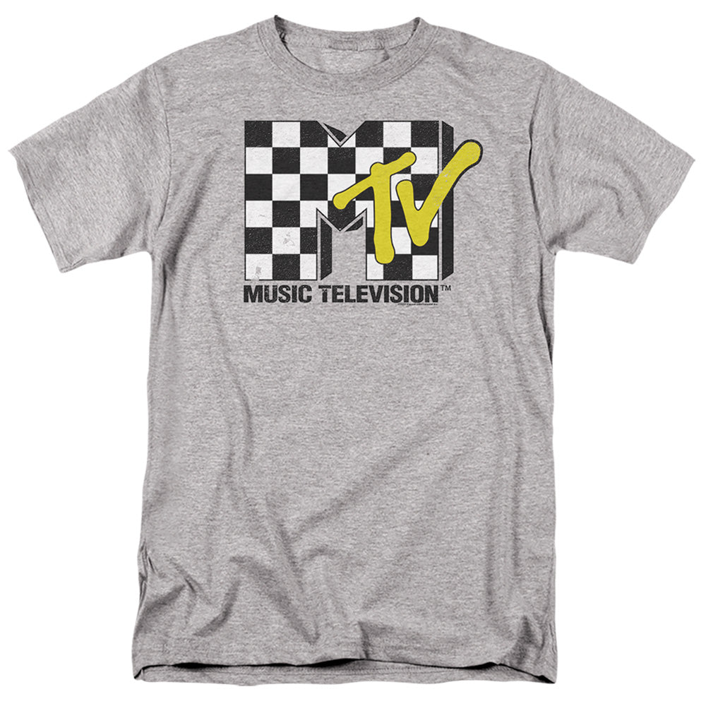 Mtv Checker Board Logo Mens T Shirt Athletic Heather