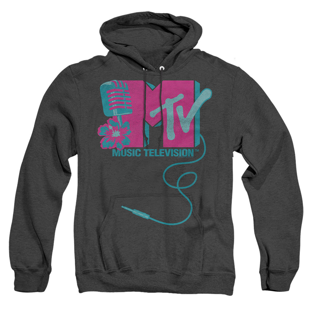 Mtv Microphone Logo Mens Heather Hoodie Black Officially Licensed