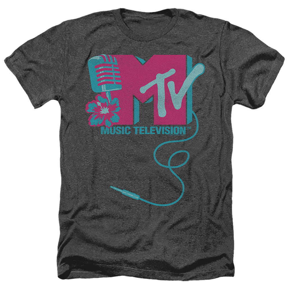 Mtv Microphone Logo Heather Mens T Shirt Black Officially Licensed