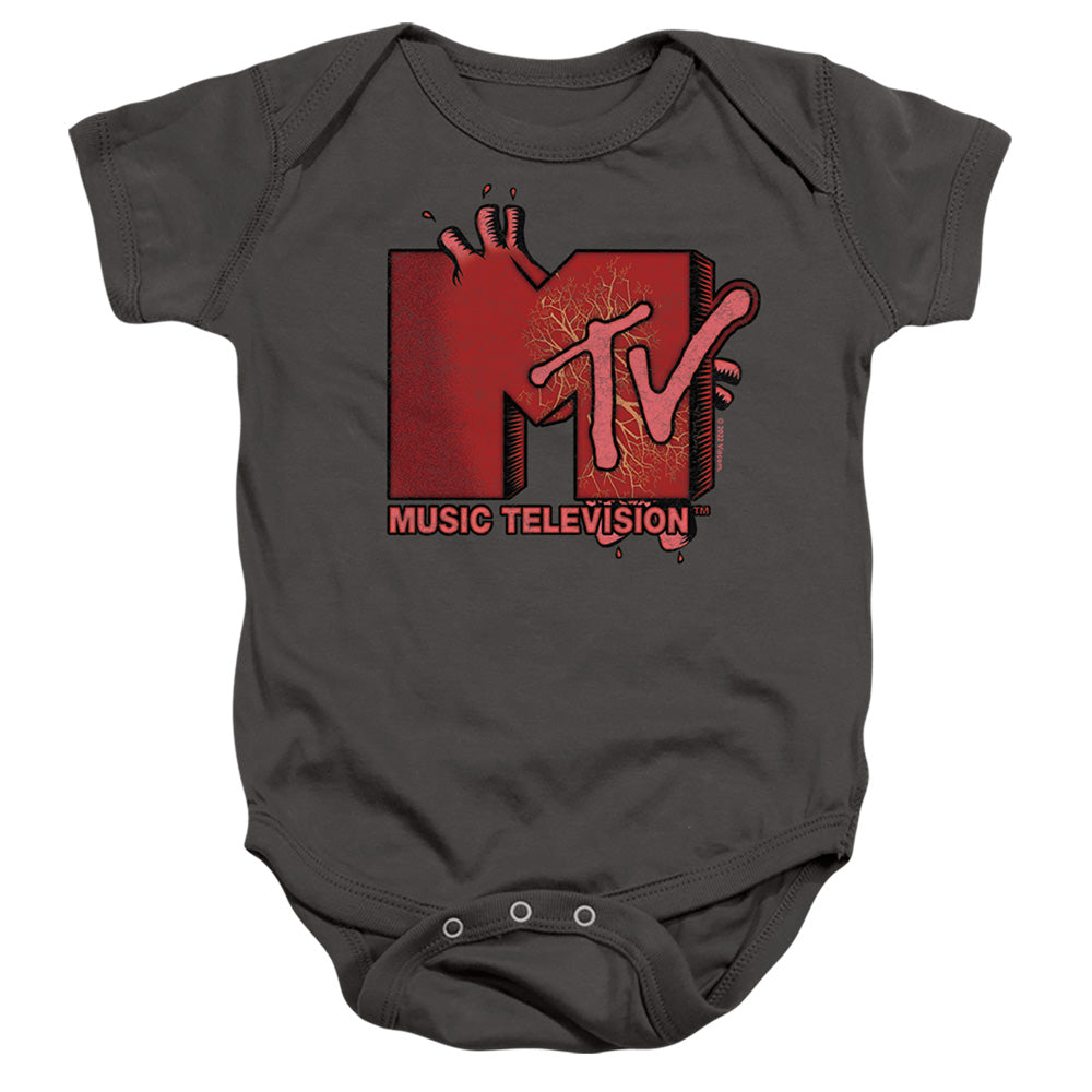 Mtv Beating Heart Logo Infant Baby Snapsuit Charcoal Officially Licensed
