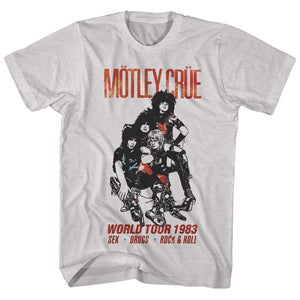 Motley Crue World Tour 83 Mens T Shirt Silver