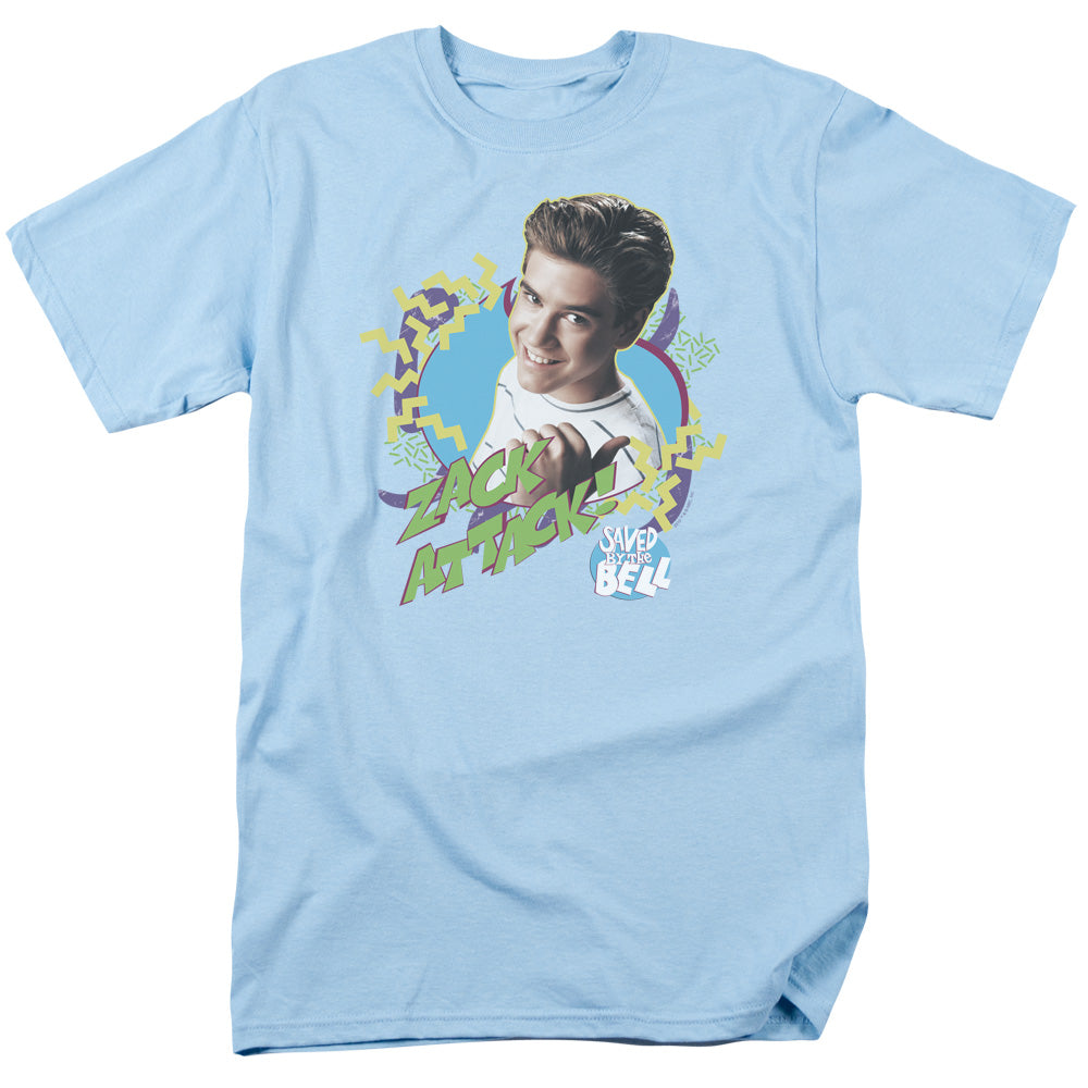 Saved By The Bell Zack Attack Mens T Shirt Light Blue Officially Licensed