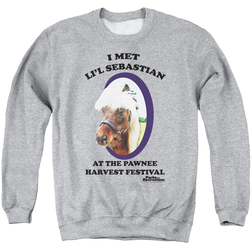 Parks And Rec Lil Sebastian Mens Crewneck Sweatshirt Athletic Heather