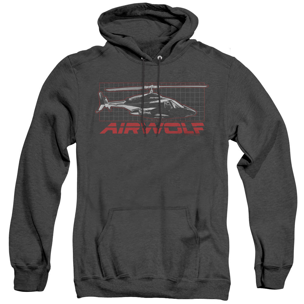 Airwolf Grid Mens Heather Hoodie Black Officially Licensed