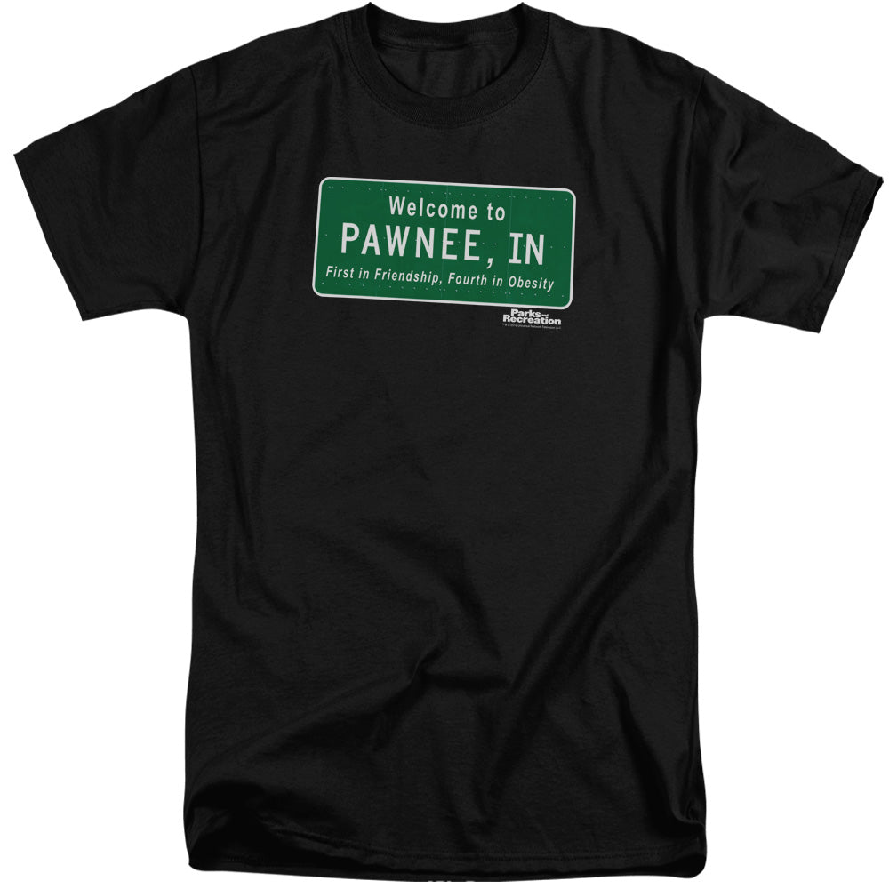 Parks And Rec Pawnee Sign Mens Tall T Shirt Black Officially Licensed