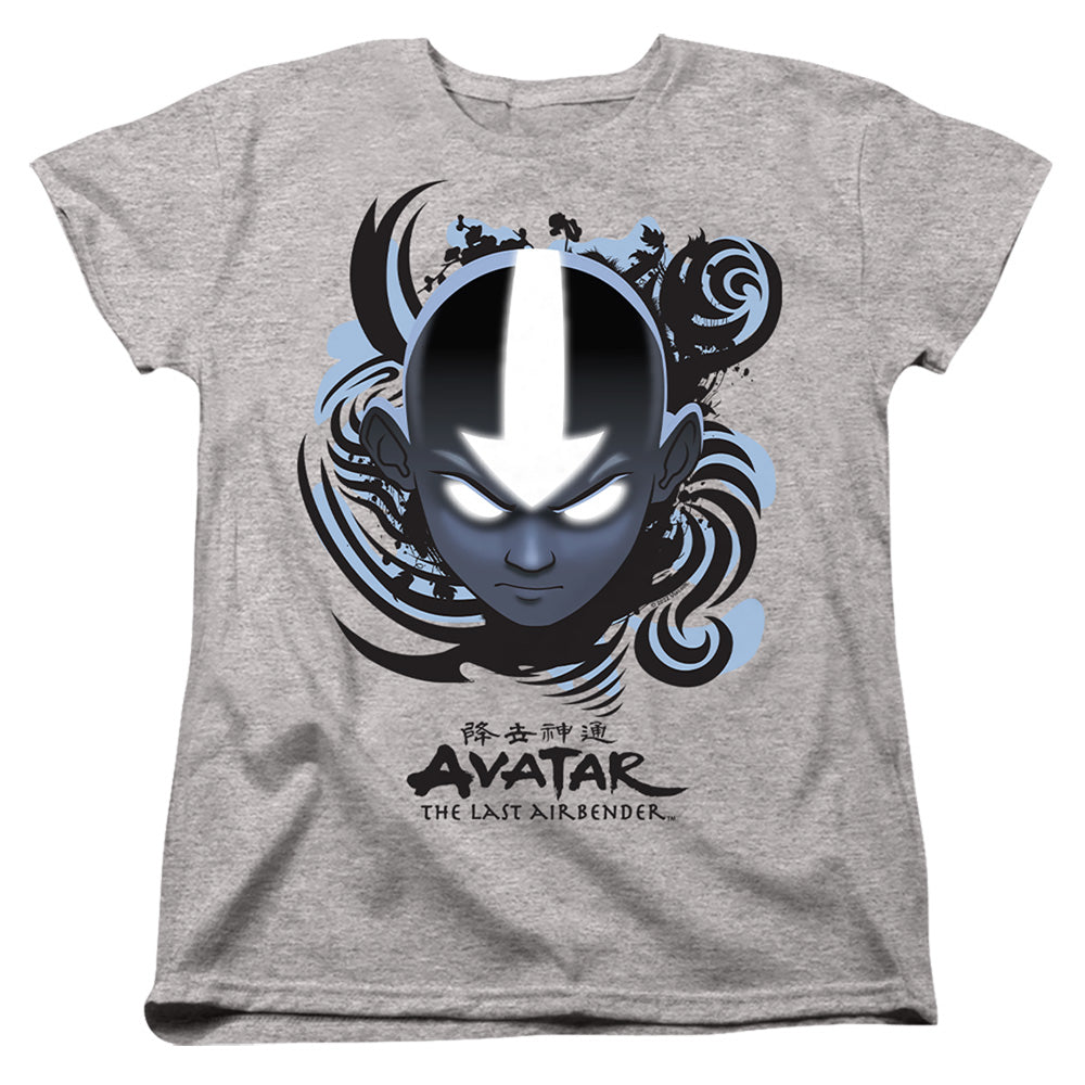 Avatar The Last Airbender Airbender Blue And Black Kanji Womens T Shirt Athletic Heather Officially Licensed