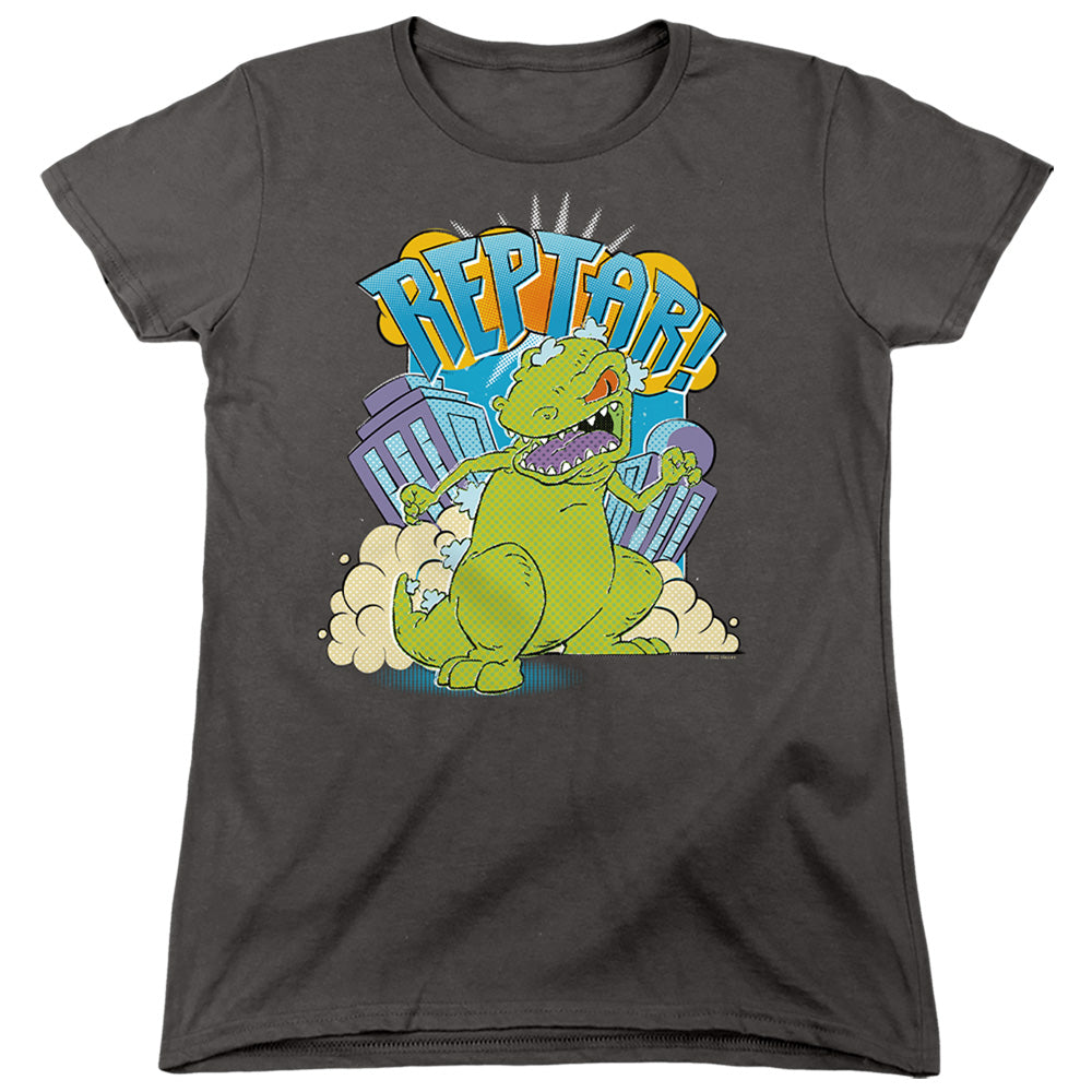 Rugrats Reptar Stomp Womens T Shirt Charcoal Officially Licensed