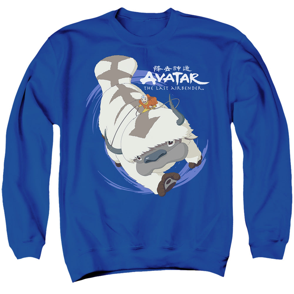 Avatar The Last Airbender Appa In Flight Mens Crewneck Sweatshirt Royal Blue