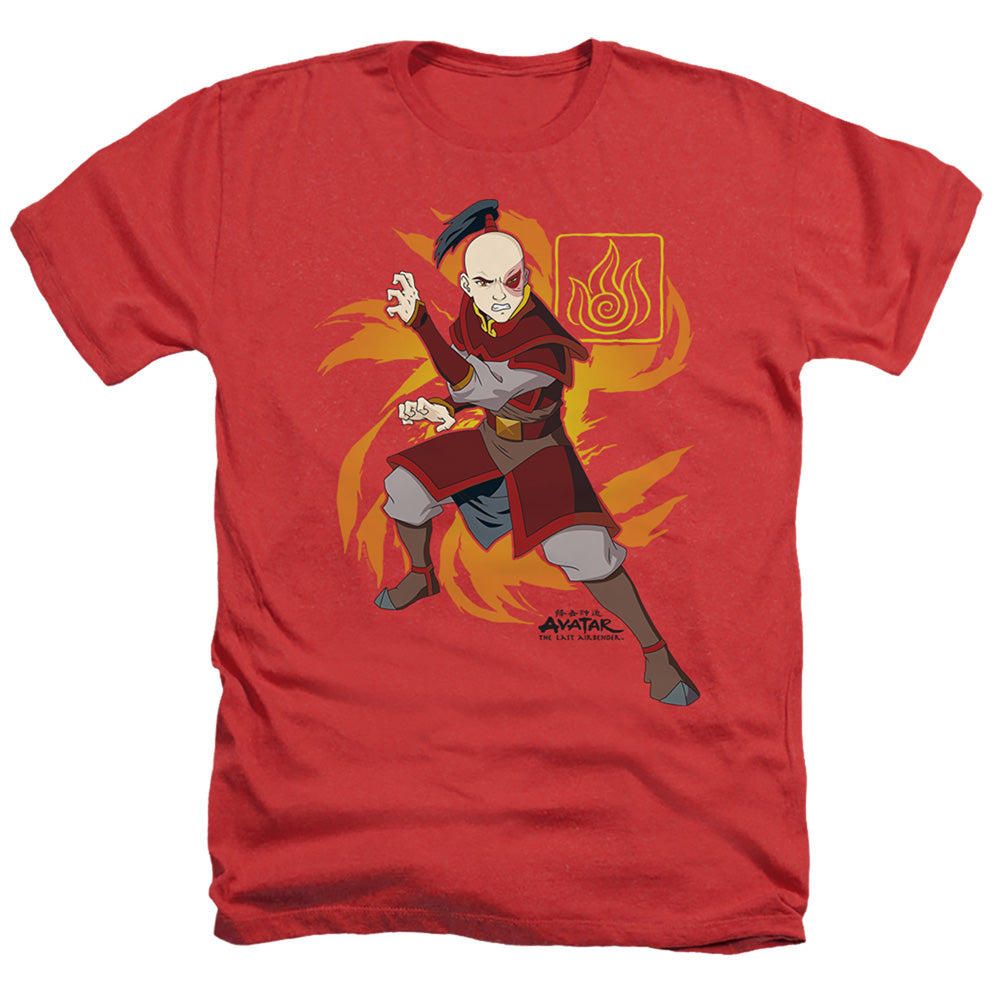 Avatar The Last Airbender Zuko Flame Burst Heather Mens T Shirt Red Officially Licensed