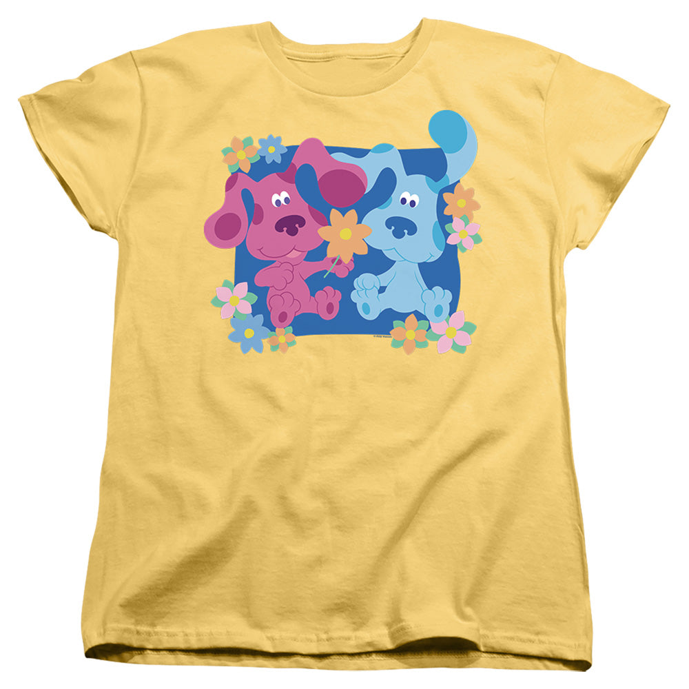 Blues Clues (Classic) Magenta And Flowers Womens T Shirt Banana Officially Licensed