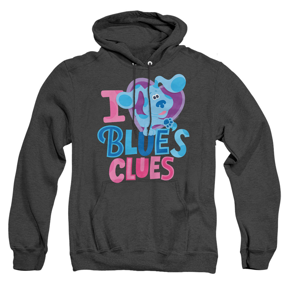 Blues Clues & You I Heart Blue Mens Heather Hoodie Black Officially Licensed