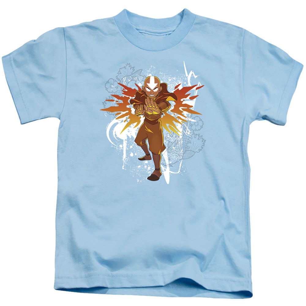 Avatar The Last Airbender Flower And Fish Aang Juvenile Kids Youth T Shirt Light Blue Officially Licensed