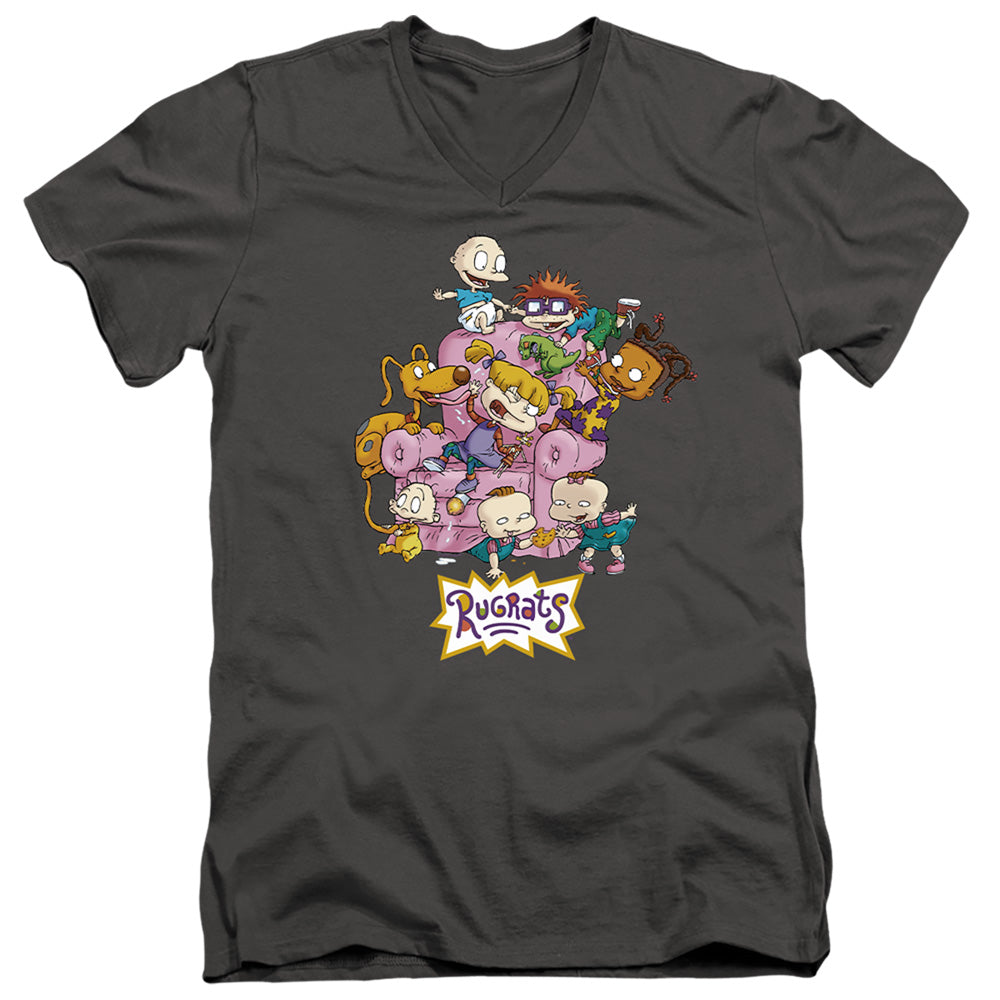 Rugrats Rugrats Chair Mens Slim Fit V-Neck T Shirt Charcoal Officially Licensed