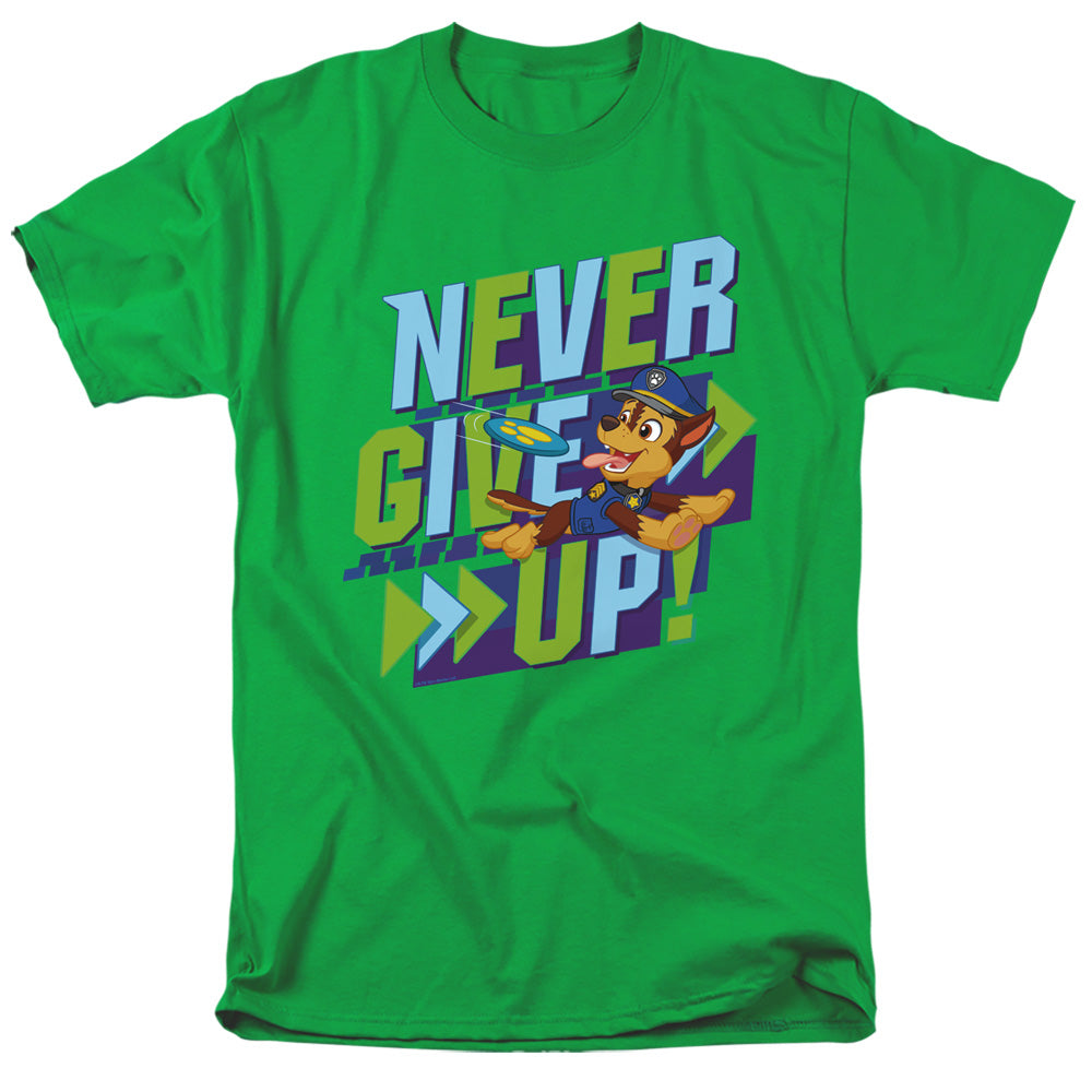 Paw Patrol Never Give Up Mens T Shirt Kelly Green Officially Licensed