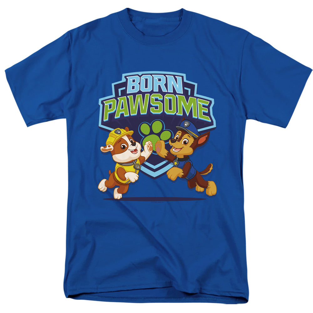Paw Patrol Born Pawsome Mens T Shirt Royal Blue Officially Licensed