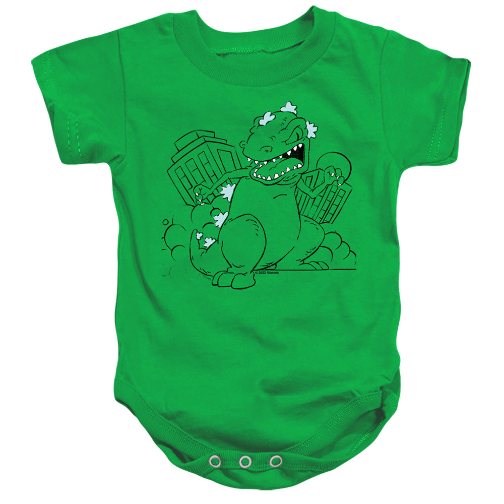 Rugrats Reptar Destroys City Infant Baby Snapsuit Kelly Green Officially Licensed