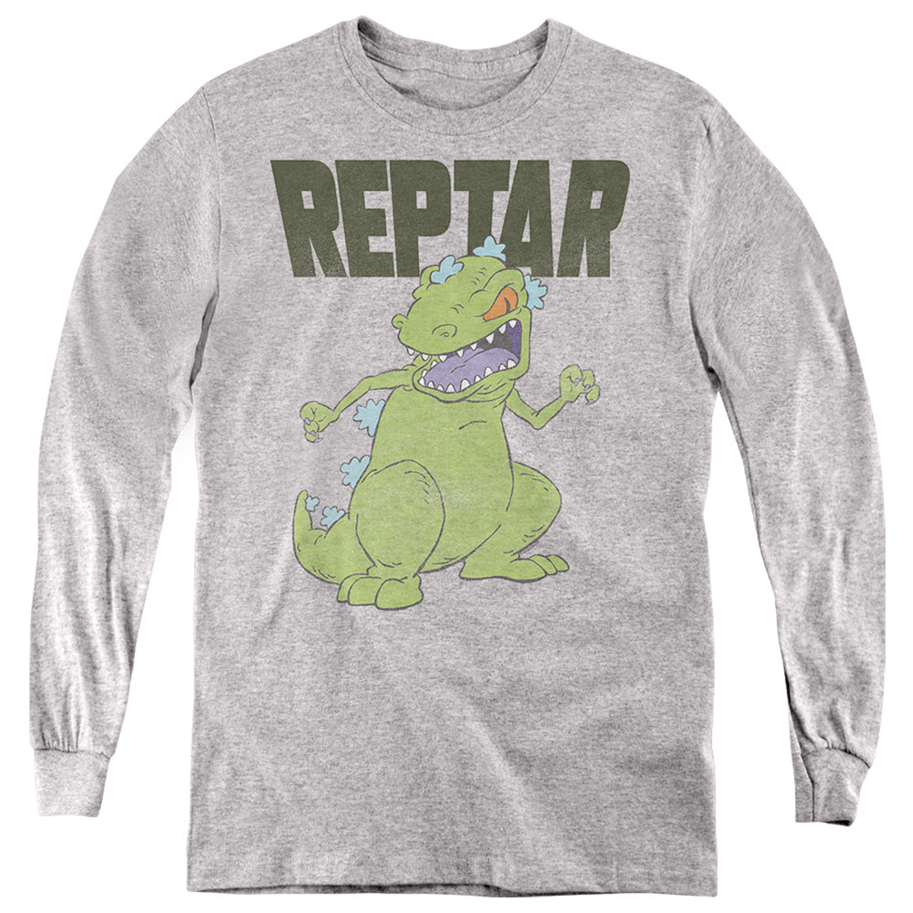 Rugrats Reptar Big Long Sleeve Kids Youth T Shirt Athletic Heather Officially Licensed