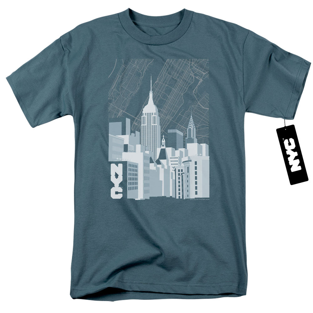 New York City Manhattan Monochrome Mens T Shirt Slate Officially Licensed