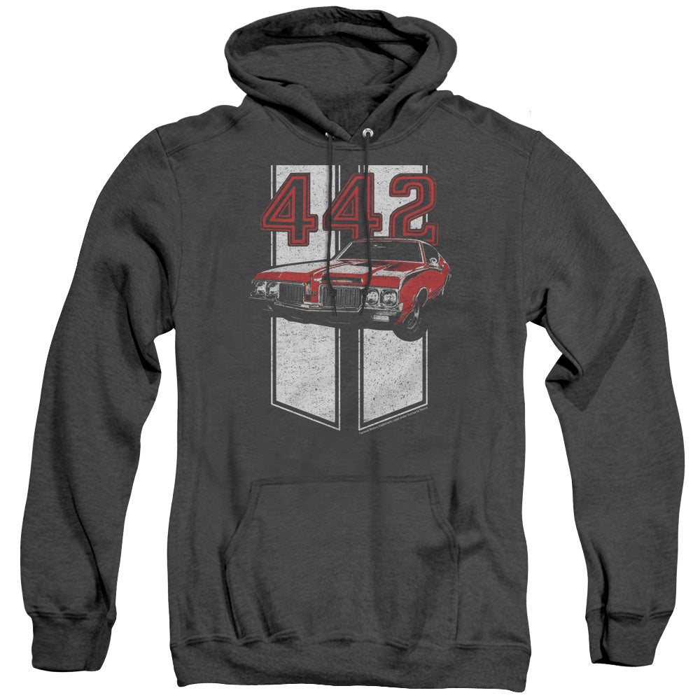 Oldsmobile 442 Mens Heather Hoodie Black Officially Licensed