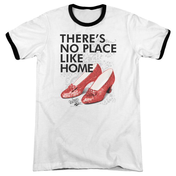 Wizard Of Oz No Place Like Home Heather Ringer Mens T Shirt White Black