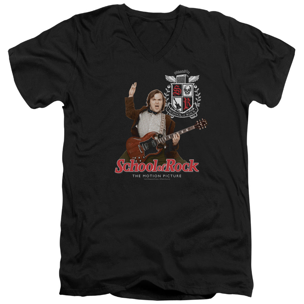 School Of Rock The Teacher Is In Mens Slim Fit V Neck T Shirt Black