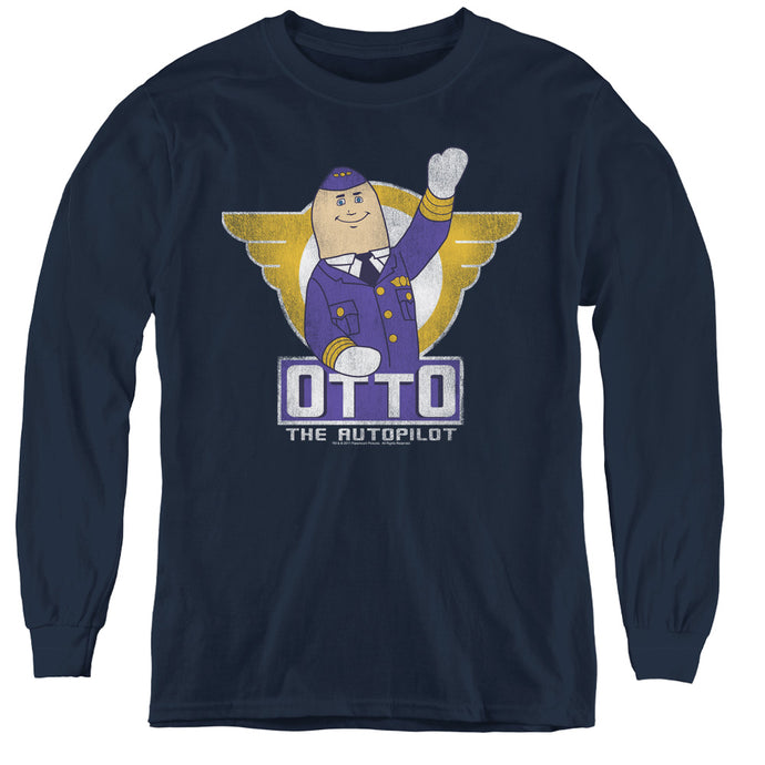 Airplane! OTTO The Autopilot Long Sleeve Kids Youth T Shirt Navy Blue