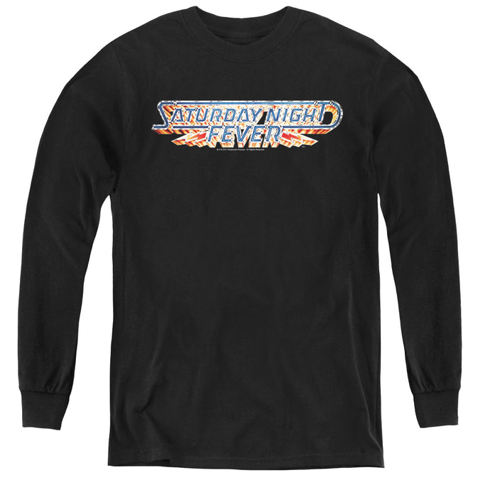Saturday Night Fever Logo Long Sleeve Kids Youth T Shirt Black