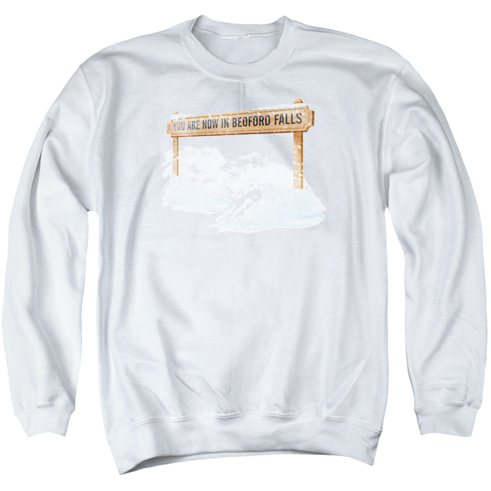 Its A Wonderful Life Bedford Falls Mens Crewneck Sweatshirt White Officially Licensed