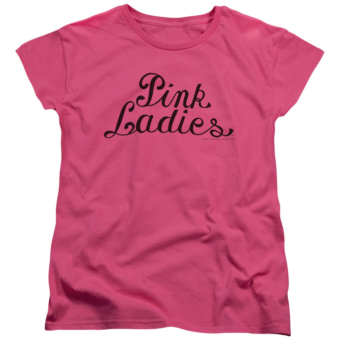 Grease Pink Ladies Logo Womens T Shirt Hot Pink