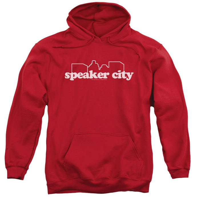 Old School Speaker City Logo Mens Hoodie Red