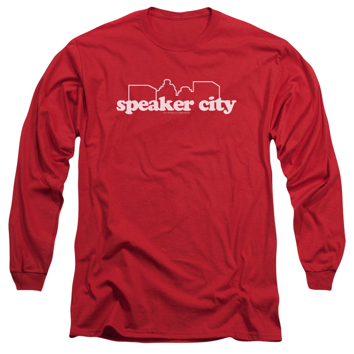 Old School Speaker City Logo Mens Long Sleeve Shirt Red