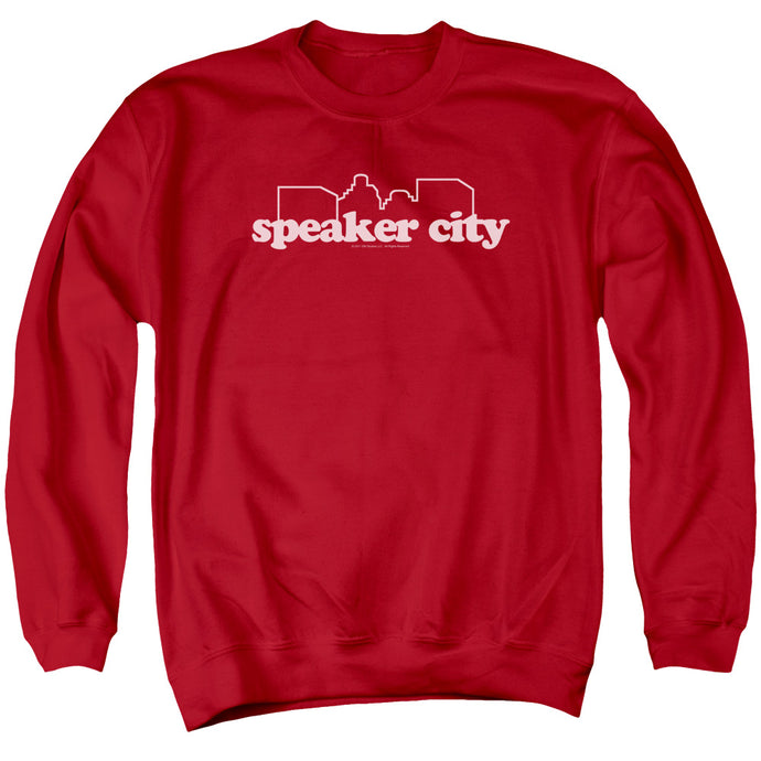 Old School Speaker City Logo Mens Crewneck Sweatshirt Red
