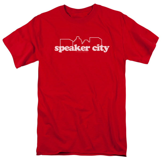 Old School Speaker City Logo Mens T Shirt Red