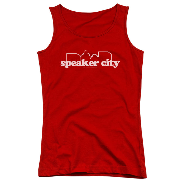 Old School Speaker City Logo Womens Tank Top Shirt Red