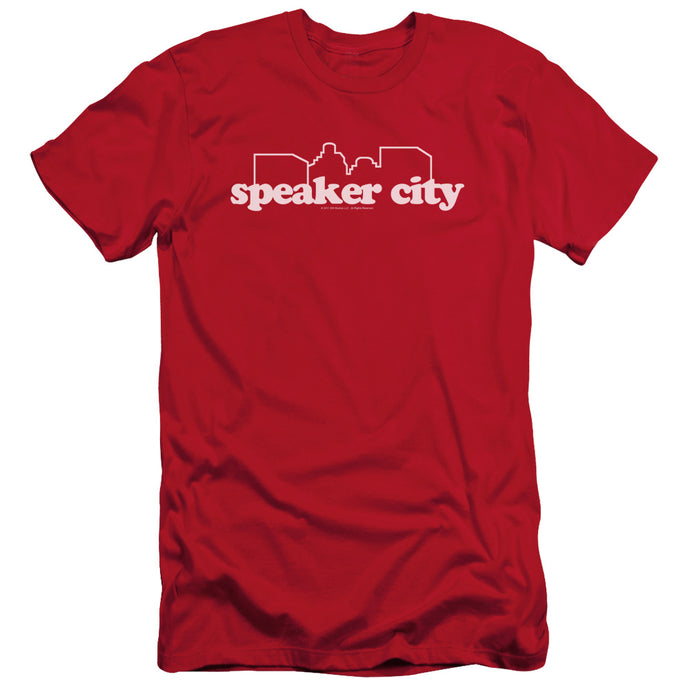 Old School Speaker City Logo Slim Fit Mens T Shirt Red