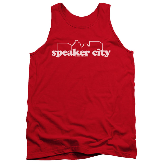 Old School Speaker City Logo Mens Tank Top Shirt Red