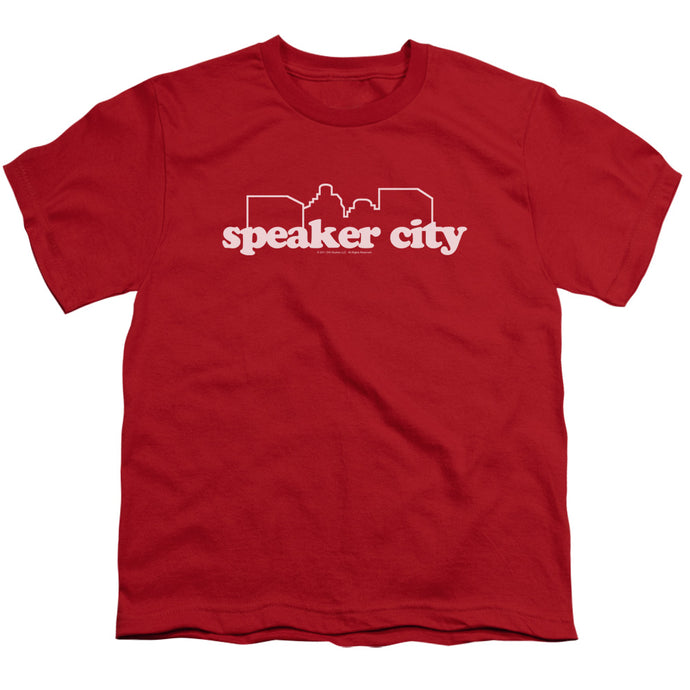 Old School Speaker City Logo Kids Youth T Shirt Red