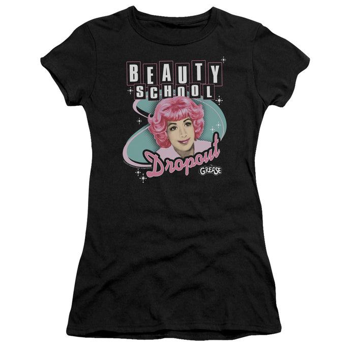 Grease Beauty School Dropout Junior Sheer Cap Sleeve Womens T Shirt Black
