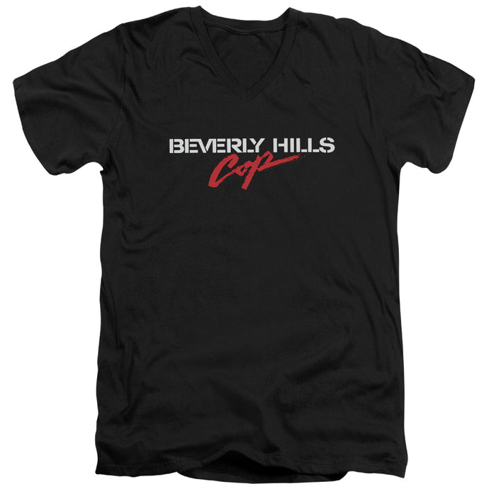 Beverly Hills Cop Logo Mens Slim Fit V-Neck T Shirt Black