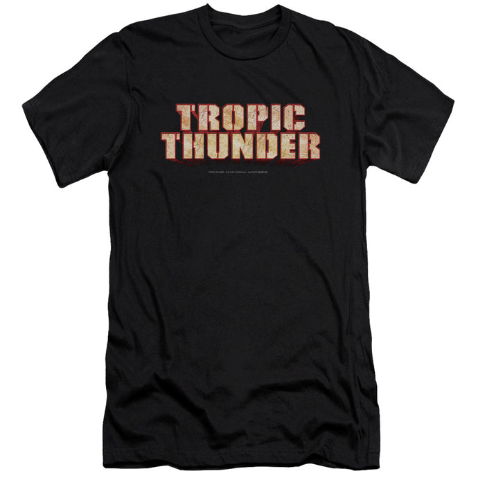 Tropic Thunder Title Premium Bella Canvas Slim Fit Mens T Shirt Black