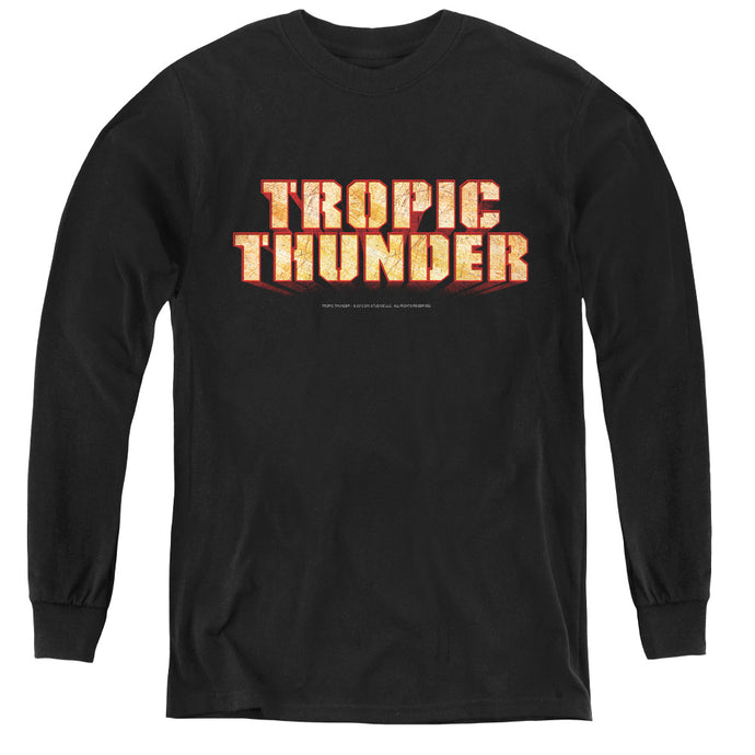 Tropic Thunder Title Long Sleeve Kids Youth T Shirt Black