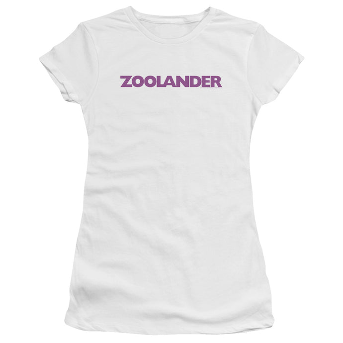 Zoolander Logo Junior Sheer Cap Sleeve Womens T Shirt White