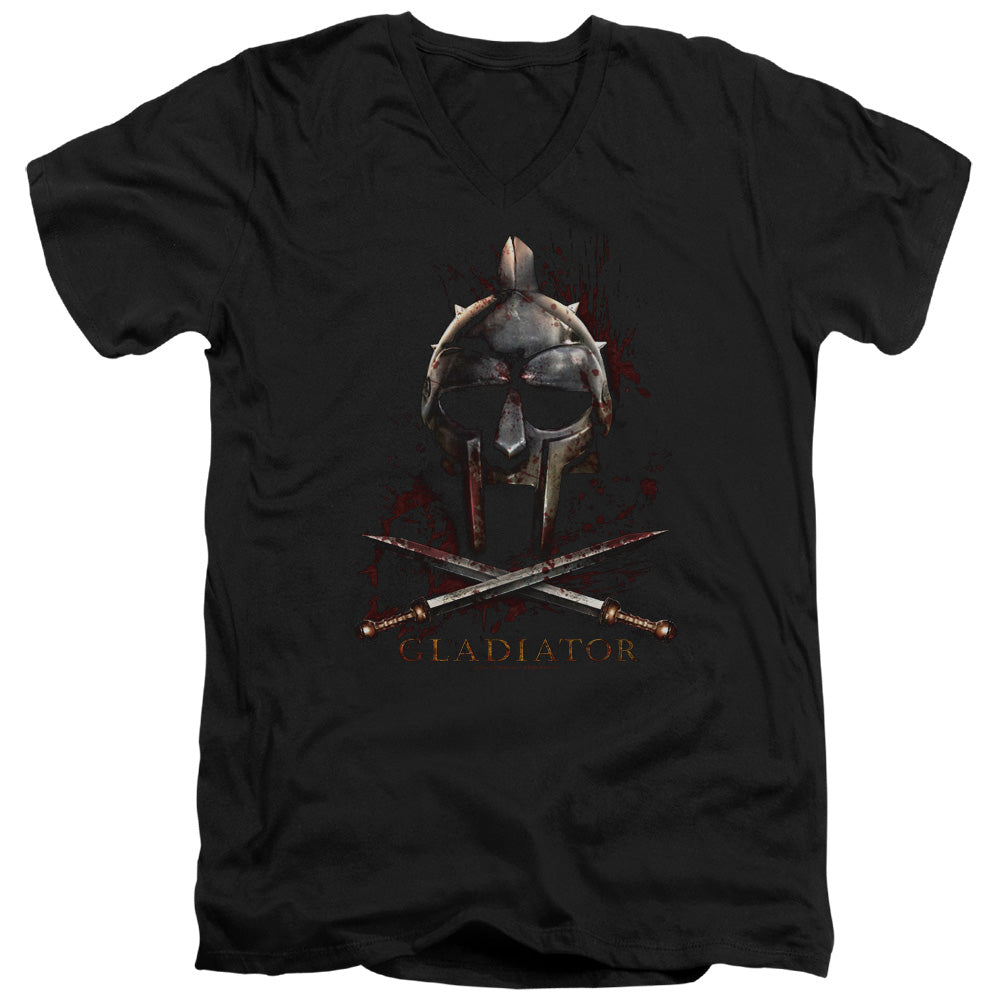 Gladiator Helmet Mens Slim Fit V-Neck T Shirt Black