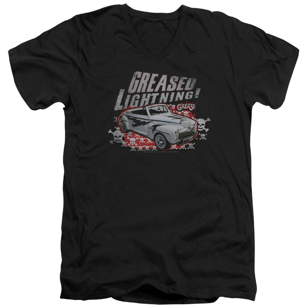 Grease Greased Lightening Mens Slim Fit V-Neck T Shirt Black