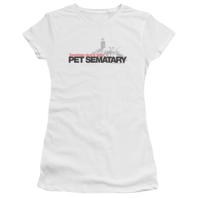 Pet Sematary Logo Junior Sheer Cap Sleeve Womens T Shirt White