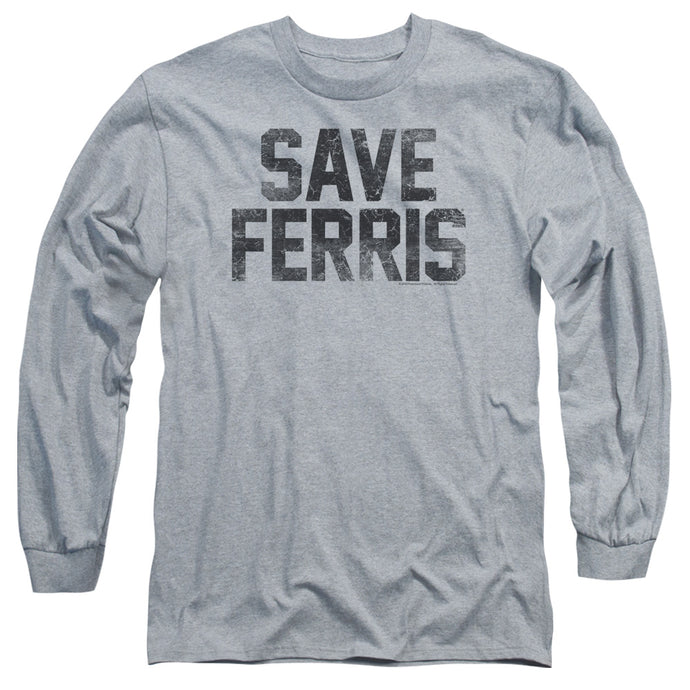 Ferris Buellers Day Off Save Ferris Mens Long Sleeve Shirt Athletic Heather