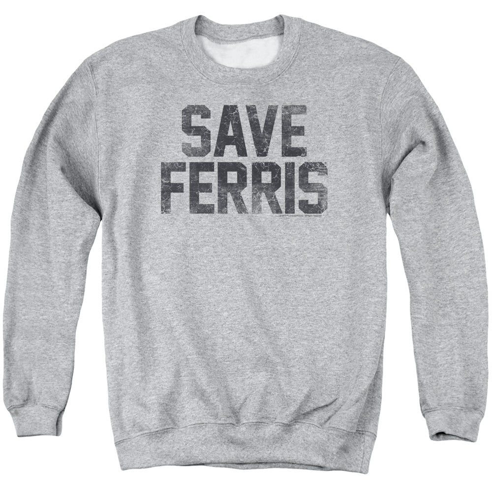 Ferris Buellers Day Off Save Ferris Mens Crewneck Sweatshirt Athletic Heather