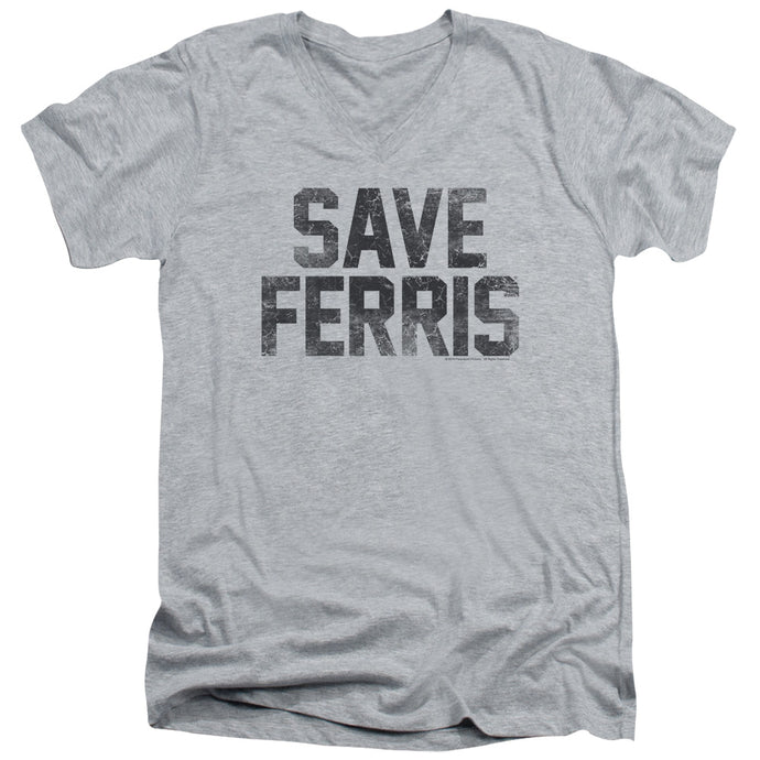 Ferris Buellers Day Off Save Ferris Mens Slim Fit V-Neck T Shirt Athletic Heather